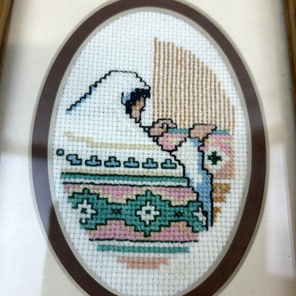 Prayer Counted Cross Stitch in frame 6 x 8" USA handmade mother Mary - Picture 3 of 5